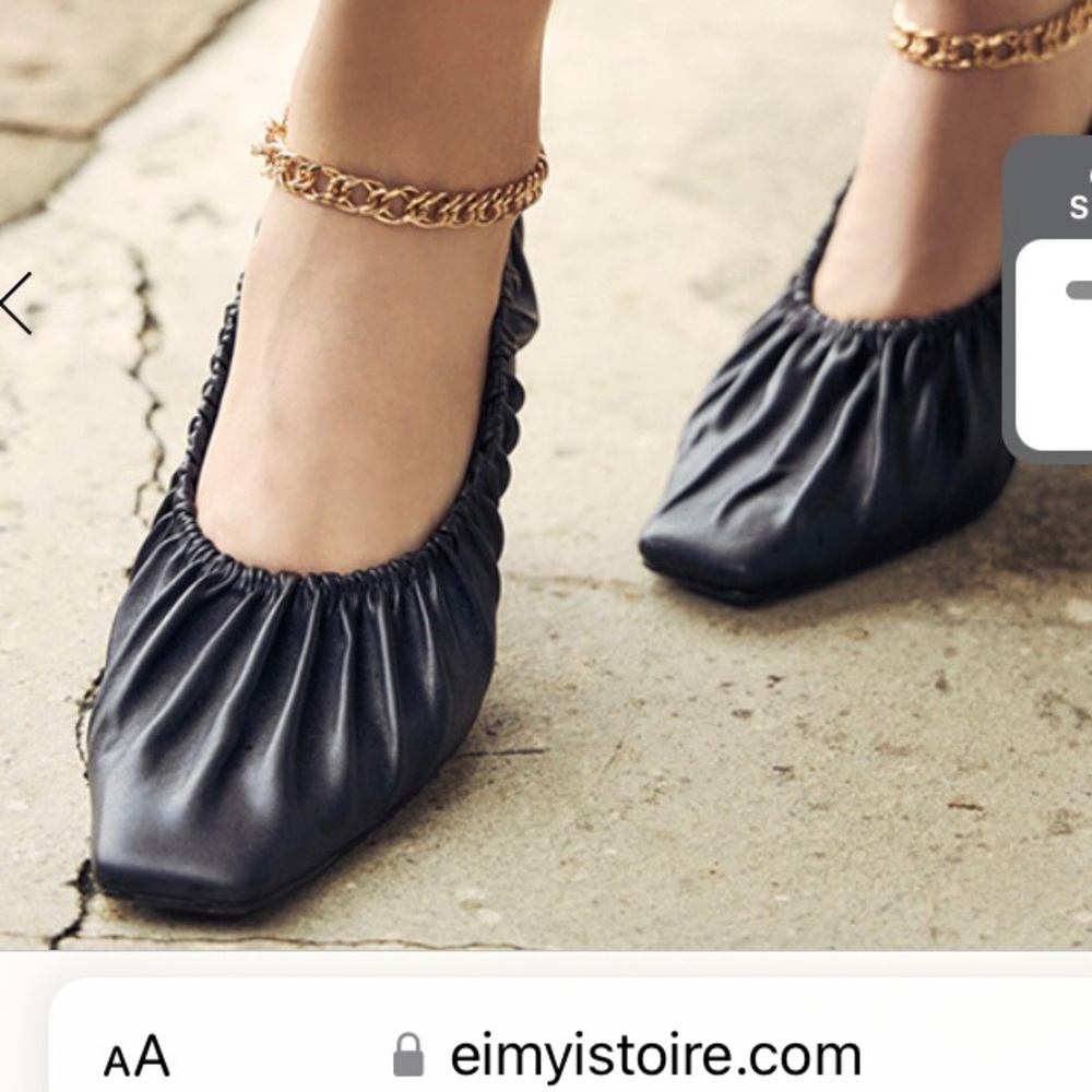 eimy istoire Japanese Brand Black Pumps chain strap gathered size L 24cm
